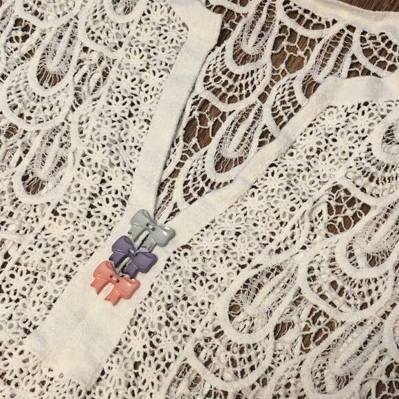 NWOT White Bohemian Crochet Quarter Sleeve Coverup Size Large - Picture 9 of 9